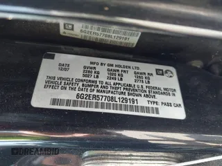 2008 Pontiac G8 z VIN 6G2ER57708L129191, wystawiony jako IAAI lot #42468013 z przebiegiem 133 134 mil mil oraz . Historia ofert i sprzedaży dostępna na DreamBid. Obrazek 9.