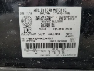 2019 Ford Explorer XLT с VIN 1FM5K8DH0KGA65287, выставлен на аукционе Copart как лот 83336734 с пробегом 119 362 миль миль и Списание • Salvage title. История ставок и продаж доступна на DreamBid. Изображение 13.