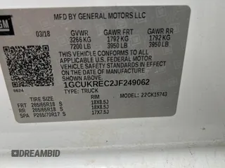 2018 Chevrolet Silverado 1500 LT with VIN 1GCUKREC2JF249062, listed as a Copart auction lot 47498315 with 129,645 mi miles and Clean Title. Bid and sale history available at DreamBid. Image 10.