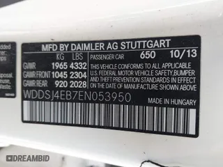 2014 Mercedes-Benz CLA-Class CLA 250 with VIN WDDSJ4EB7EN053950, listed as a IAAI auction lot 41476558 with 102,686 mi miles. Bid and sale history available at carsss.com. Image 9.