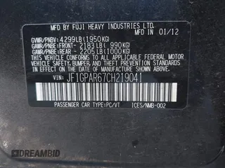 2012 Subaru Impreza Special Sports Limited с VIN JF1GPAR67CH219041, выставлен на аукционе IAAI как лот 41425854 с пробегом 187 880 миль миль и . История ставок и продаж доступна на DreamBid. Изображение 9.