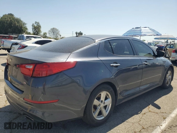 2015 Kia Optima LX with VIN KNAGM4A76F5605252, listed as a Copart auction lot 56244045 with 143,287 mi miles and Salvage title. Bid and sale history available at DreamBid. Image 3.