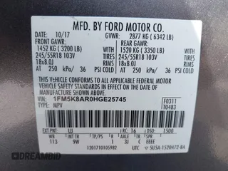 2017 Ford Police Interceptor Utility с VIN 1FM5K8AR0HGE25745, выставлен на аукционе IAAI как лот 42826519 с пробегом 160 893 миль миль и . История ставок и продаж доступна на DreamBid. Изображение 9.