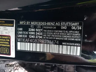 2024 Mercedes-Benz C 300 with VIN W1KAF4GB2RR233474, listed as a IAAI auction lot 40782375 with Not Provided miles and . Bid and sale history available at DreamBid. Image 9.