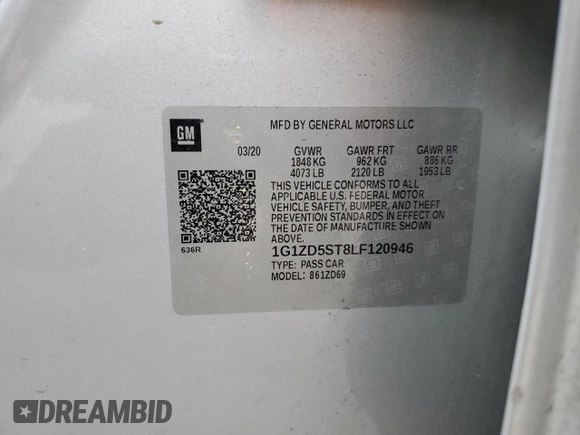 2020 Chevrolet Malibu LT with VIN 1G1ZD5ST8LF120946, listed as a Copart auction lot 52424015 with 119,463 mi miles and Salvage Title. Bid and sale history available at DreamBid. Image 15.