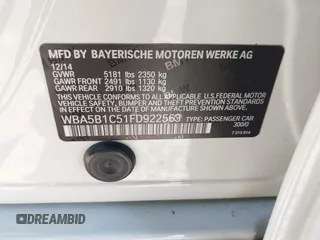 2015 BMW 5 Series 535i с VIN WBA5B1C51FD922563, выставлен на аукционе IAAI как лот 42593634 с пробегом 77 285 миль миль и . История ставок и продаж доступна на DreamBid. Изображение 9.