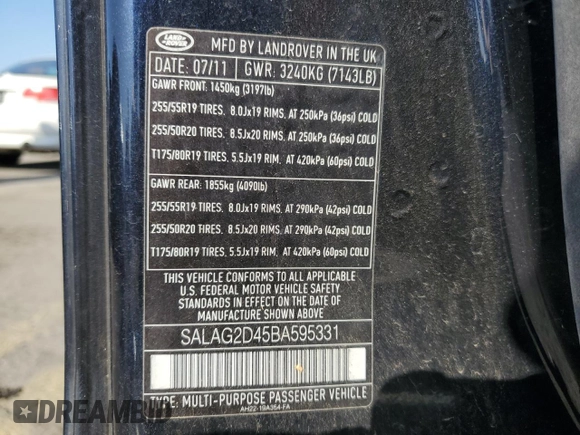 2011 Land Rover LR4 HSE с VIN SALAG2D45BA595331, выставлен на аукционе Copart как лот 62218915 с пробегом 138 257 миль миль и Списание • Salvage title. История ставок и продаж доступна на DreamBid. Изображение 14.