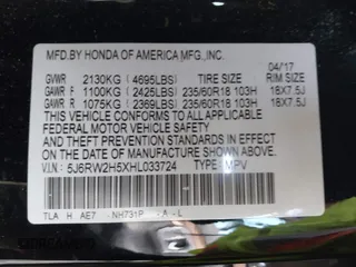 2017 Honda CR-V EX with VIN 5J6RW2H5XHL033724, listed as a IAAI auction lot 41686983 with 33,678 mi miles. Bid and sale history available at carsss.com. Image 9.