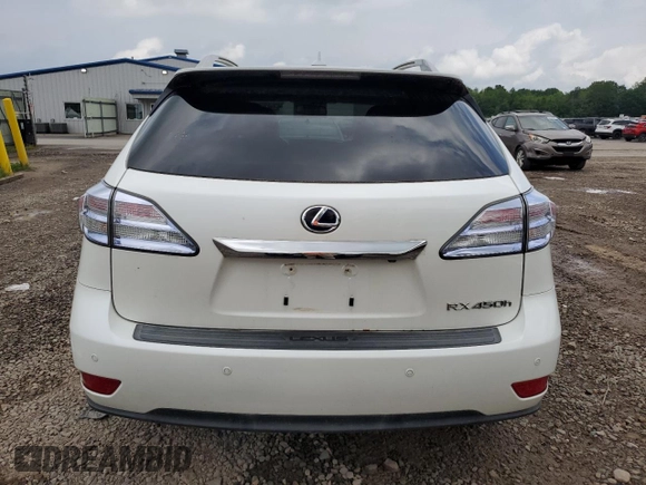 2011 Lexus RX 450h with VIN JTJBC1BA3B2037513, listed as a Copart auction lot 62951555 with Not provided miles and Clean title. Bid and sale history available at DreamBid. Image 6.
