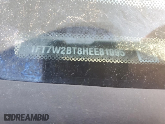 2017 Ford F-250 Lariat with VIN 1FT7W2BT8HEE81095, listed as a Copart auction lot 57960545 with 200,323 mi miles and Salvage title. Bid and sale history available at DreamBid. Image 12.