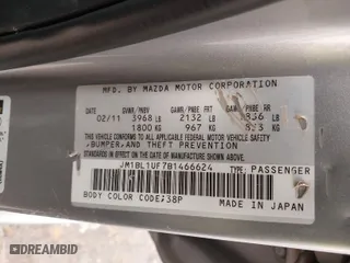 2011 Mazda Mazda3 i Sport with VIN JM1BL1UF7B1466624, listed as a IAAI auction lot 41812831 with NaN miles. Bid and sale history available at carsss.com. Image 9.