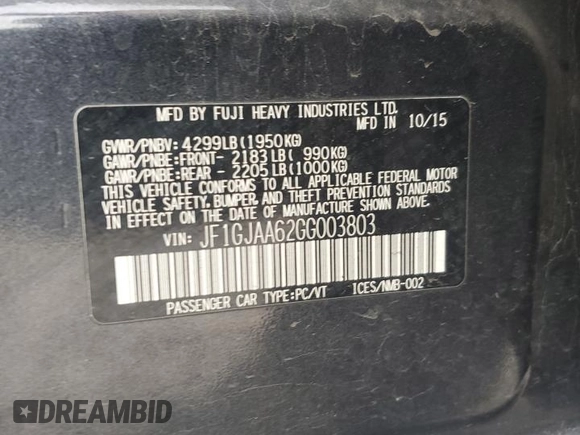 2016 Subaru Impreza z VIN JF1GJAA62GG003803, wystawiony jako Copart lot #81879224 z przebiegiem 104 611 mil mil oraz Czysty tytuł • Clean title. Historia ofert i sprzedaży dostępna na DreamBid. Obrazek 12.