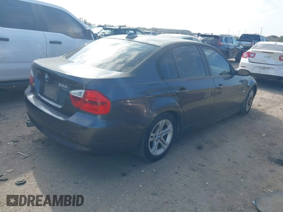 2008 BMW 3 Series 328i with VIN WBAVA37558NL48006, listed as a IAAI auction lot 41255475 with 95,038 mi miles. Bid and sale history available at carsss.com. Image 4.