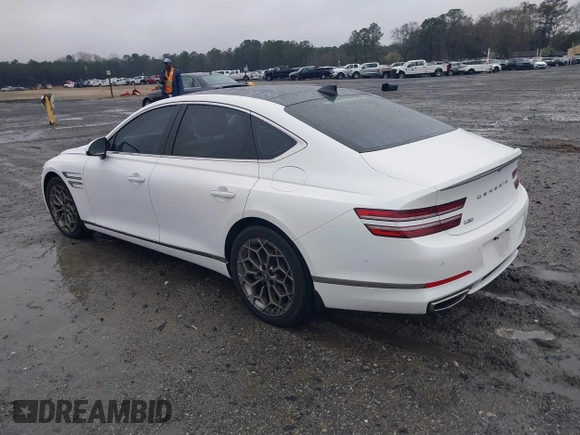2022 Genesis G80 2.5T with VIN KMTGB4SCXNU112734, listed as a IAAI auction lot 41767129 with 25,008 mi miles. Bid and sale history available at carsss.com. Image 3.