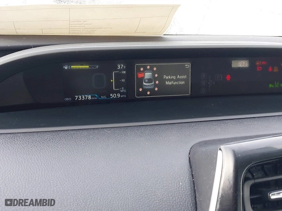 2019 Toyota Prius LE with VIN JTDL9RFU9K3008679, listed as a IAAI auction lot 41396929 with 73,378 mi miles. Bid and sale history available at carsss.com. Image 7.