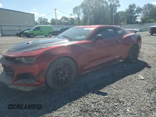 2021 Chevrolet Camaro ZL1 with VIN 1G1FJ1R61M0123258, listed as a Copart auction lot 74053014 with 14,277 mi miles and Salvage Title. Bid and sale history available at carsss.com. Image 1.