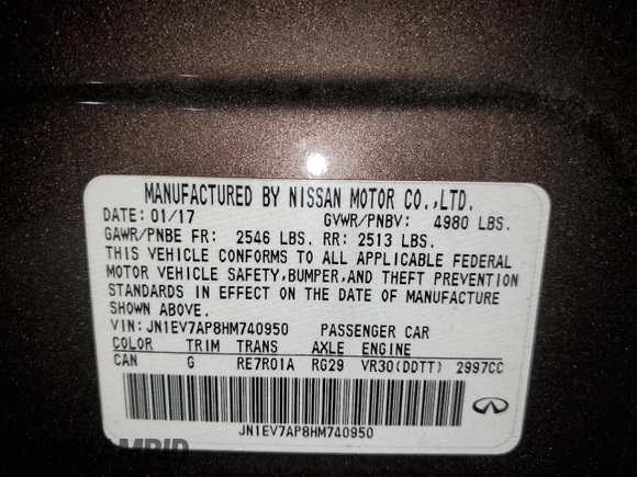 2017 Infiniti Q50 Signature Edition z VIN JN1EV7AP8HM740950, wystawiony jako Copart lot #88623625 z przebiegiem 96 576 mil mil oraz Szkoda całkowita • Salvage title. Historia ofert i sprzedaży dostępna na DreamBid. Obrazek 14.