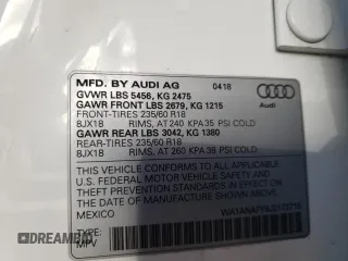 2018 Audi Q5 Premium with VIN WA1ANAFY9J2172715, listed as a Copart auction lot 68023702 with 54,879 mi miles. Bid and sale history available at carsss.com. Image 16.