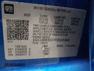 2023 Chevrolet Silverado 1500 RST with VIN 1GCUDEED7PZ110340, listed as a IAAI auction lot 41716312 with 24,197 mi miles. Bid and sale history available at carsss.com. Image 9.