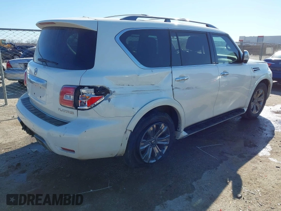 2020 Nissan Armada Platinum with VIN JN8AY2NF2L9361725, listed as a IAAI auction lot 41402106 with Not Provided miles. Bid and sale history available at carsss.com. Image 4.