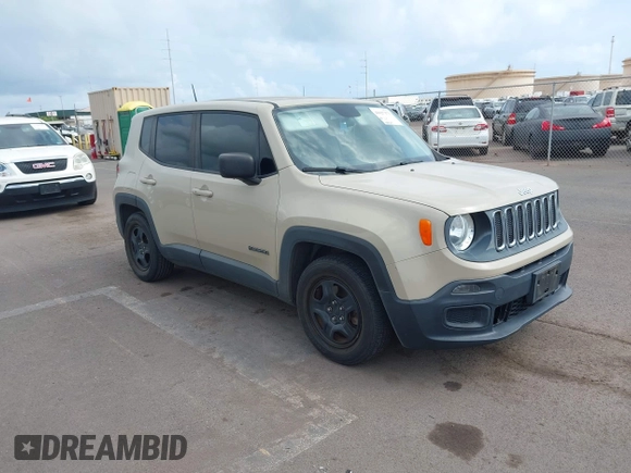 2016 Jeep Renegade Sport with VIN ZACCJAAT6GPE32301, listed as a IAAI auction lot 41627373 with 88,362 mi miles and . Bid and sale history available at DreamBid. Image 1.