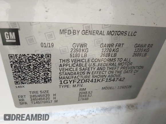 2019 Cadillac XT4 AWD Premium Luxury with VIN 1GYFZDR41KF154742, listed as a IAAI auction lot 42471905 with 137,035 mi miles and . Bid and sale history available at DreamBid. Image 9.
