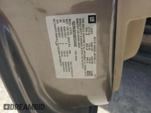 2011 Chevrolet Silverado 1500 LT with VIN 1GCRKSE33BZ332402, listed as a Copart auction lot 48675245 with 128,322 mi miles and Salvage Title. Bid and sale history available at DreamBid. Image 13.