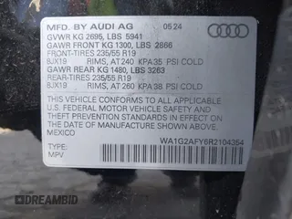 2024 Audi Q5 S line Premium with VIN WA1G2AFY6R2104354, listed as a IAAI auction lot 42248000 with 6,157 mi miles and . Bid and sale history available at DreamBid. Image 9.