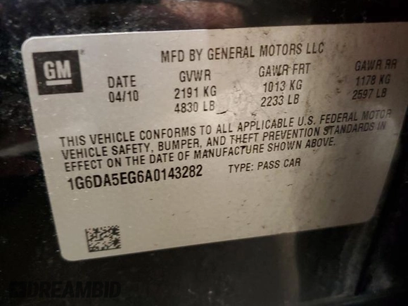 2010 Cadillac CTS with VIN 1G6DA5EG6A0143282, listed as a Copart auction lot 43813795 with 109,657 mi miles and Salvage Title. Bid and sale history available at DreamBid. Image 12.