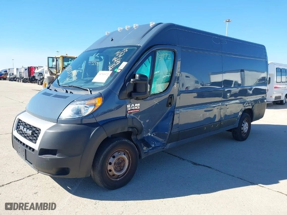 2021 Ram ProMaster Cargo Van with VIN 3C6FRVJG4ME500966, listed as a IAAI auction lot 38705972 with 1 mi miles. Bid and sale history available at carsss.com. Image 2.