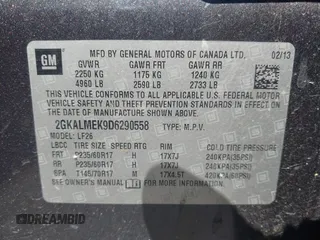 2013 GMC Terrain SLE с VIN 2GKALMEK9D6290558, выставлен на аукционе IAAI как лот 42592396 с пробегом 151 723 миль миль и . История ставок и продаж доступна на DreamBid. Изображение 9.