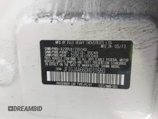 2013 Subaru Impreza z VIN JF1GJAA66DH031660, wystawiony jako IAAI lot #41581126 z przebiegiem 158 287 mil mil oraz . Historia ofert i sprzedaży dostępna na DreamBid. Obrazek 9.