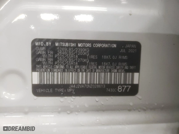 2022 Mitsubishi Outlander PHEV SEL with VIN JA4J2VA70NZ028613, listed as a Copart auction lot 86145324 with 58336 miles and Salvage Title. Bid and sale history available at carsss.com. Image 14.