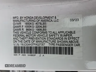 2023 Acura Integra w/A-Spec Package z VIN 19UDE4H37PA027307, wystawiony jako Copart lot #52646975 z przebiegiem 19 861 mil mil oraz Szkoda całkowita • Salvage title. Historia ofert i sprzedaży dostępna na DreamBid. Obrazek 14.