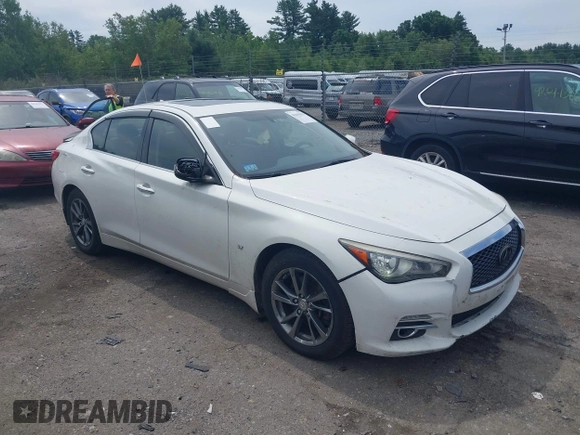 2015 Infiniti Q50 Premium with VIN JN1BV7AR5FM390985, listed as a IAAI auction lot 42641031 with 117,060 mi miles and . Bid and sale history available at DreamBid. Image 1.