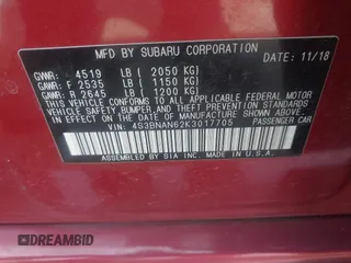 2019 Subaru Legacy Limited with VIN 4S3BNAN62K3017705, listed as a IAAI auction lot 42097433 with 166,249 mi miles and . Bid and sale history available at DreamBid. Image 9.