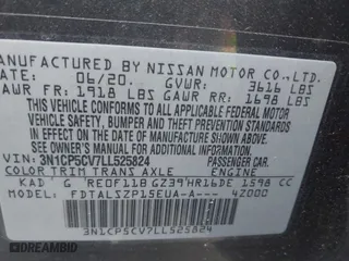 2020 Nissan Kicks SV with VIN 3N1CP5CV7LL525824, listed as a IAAI auction lot 41704814 with 79,647 mi miles. Bid and sale history available at carsss.com. Image 9.