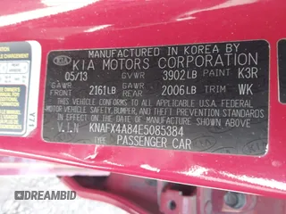 2014 Kia Forte EX with VIN KNAFX4A84E5085384, listed as a IAAI auction lot 42171849 with 138,997 mi miles. Bid and sale history available at carsss.com. Image 9.