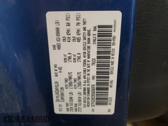 2005 Dodge 2500 SLT z VIN 3D7KS28C95G836976, wystawiony jako Copart lot #47274175 z przebiegiem 215 748 mil mil oraz Szkoda całkowita • Salvage title. Historia ofert i sprzedaży dostępna na DreamBid. Obrazek 15.