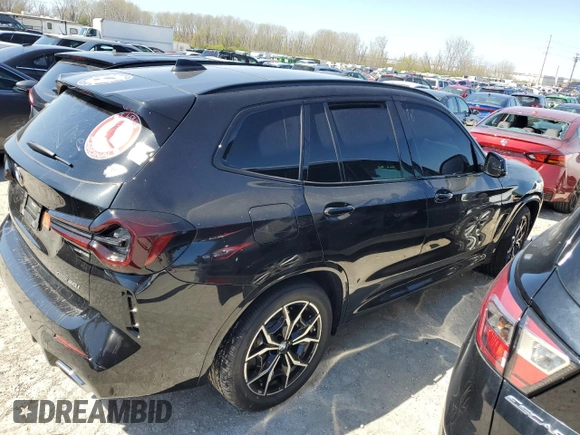 2022 BMW X3 xDrive30i with VIN 5UX53DP06N9M96658, listed as a Copart auction lot 48069574 with Not Provided miles and Salvage Title. Bid and sale history available at DreamBid. Image 3.