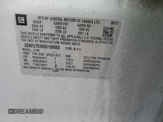 2016 GMC Terrain SLE with VIN 2GKFLTE36G6106660, listed as a Copart auction lot 46133925 with 128,432 mi miles and Salvage Title. Bid and sale history available at DreamBid. Image 15.