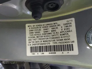 2016 Honda Civic Sedan LX with VIN 2HGFC2F53GH521270, listed as a IAAI auction lot 41953333 with 93,192 mi miles. Bid and sale history available at carsss.com. Image 9.