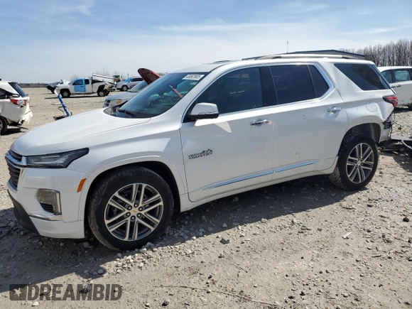 2022 Chevrolet Traverse High Country z VIN 1GNEVNKW0NJ192213, wystawiony jako Copart lot #49582805 z przebiegiem 22 588 mil mil oraz Szkoda całkowita • Salvage title. Historia ofert i sprzedaży dostępna na DreamBid. Obrazek 1.