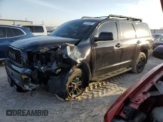 2021 Toyota Sequoia TRD Pro with VIN 5TDEY5B19MS182950, listed as a Copart auction lot 45160465 with 61,759 mi miles and Salvage Title. Bid and sale history available at carsss.com. Image 1.