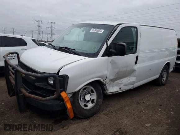 2014 Chevrolet Express Cargo Van with VIN 1GCWGFBA5E1130260, listed as a Copart auction lot 85303264 with 181,622 mi miles and Salvage Title. Bid and sale history available at carsss.com. Image 1.