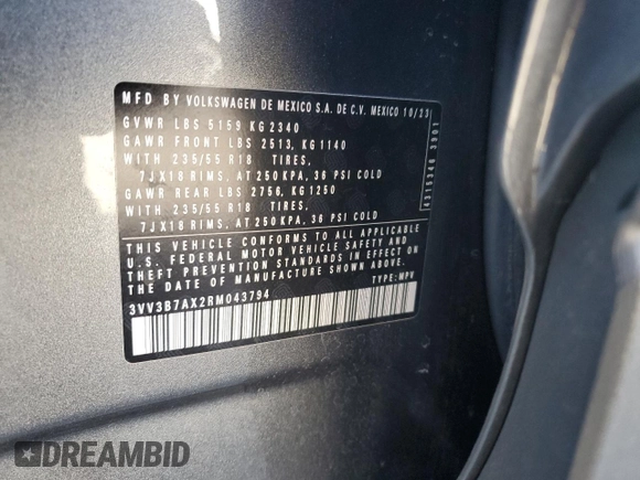 2024 Volkswagen Tiguan SE with VIN 3VV3B7AX2RM043794, listed as a Copart auction lot 65061275 with 40,033 mi miles and Clean title. Bid and sale history available at DreamBid. Image 13.