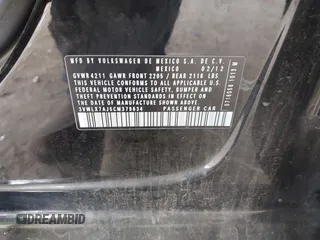 2012 Volkswagen Jetta Sedan SEL w/Sunroof with VIN 3VWLX7AJ5CM379634, listed as a IAAI auction lot 41634048 with 209,586 mi miles. Bid and sale history available at carsss.com. Image 9.