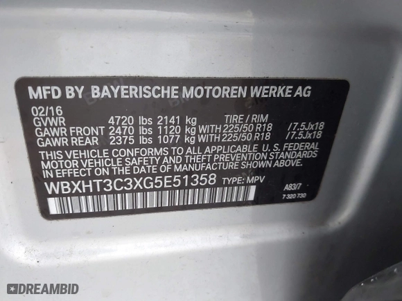 2016 BMW X1 xDrive28i with VIN WBXHT3C3XG5E51358, listed as a IAAI auction lot 41730597 with 90,010 mi miles. Bid and sale history available at carsss.com. Image 9.