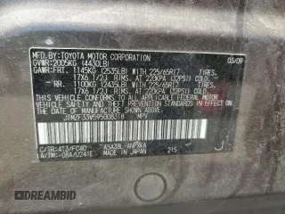 2009 Toyota RAV4 with VIN JTMZF33V595008318, listed as a Copart auction lot 52177625 with 161,145 mi miles and Salvage Title. Bid and sale history available at DreamBid. Image 13.