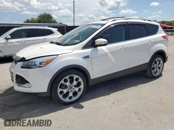 2013 Ford Escape Titanium with VIN 1FMCU0J95DUB50842, listed as a Copart auction lot 64188065 with 99,302 mi miles and Salvage title. Bid and sale history available at DreamBid. Image 1.